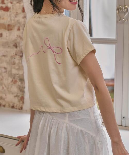 WEGO(ウィゴー)の「WEGO/リボン刺繍Tシャツ(Tシャツ/カットソー・レディース・イエロー/ネイビー/ホワイト・FREE)」の10枚目の写真