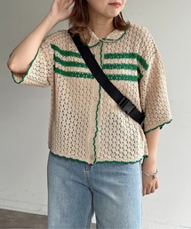 CPCM | スカラップ配色襟付きニット(カーディガン/ボレロ)