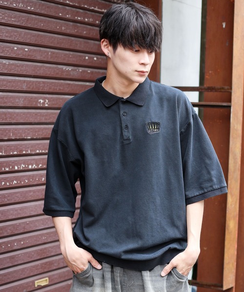 SPINNS（スピンズ）の「【ユニセックスで着用可能】ピグメント加工ポロシャツ CROWN（ポロシャツ・メンズ・ブラック/グレー/ブラウン・ONESIZE）」の21枚目の写真