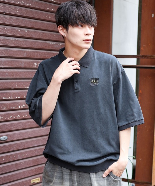 SPINNS（スピンズ）の「【ユニセックスで着用可能】ピグメント加工ポロシャツ CROWN（ポロシャツ・メンズ・ブラック/グレー/ブラウン・ONESIZE）」の20枚目の写真