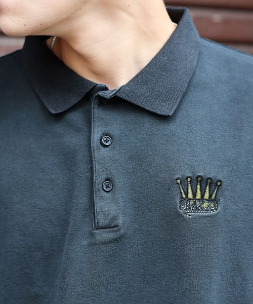 SPINNS（スピンズ）の「【ユニセックスで着用可能】ピグメント加工ポロシャツ CROWN（ポロシャツ・メンズ・ブラック/グレー/ブラウン・ONESIZE）」の10枚目の写真