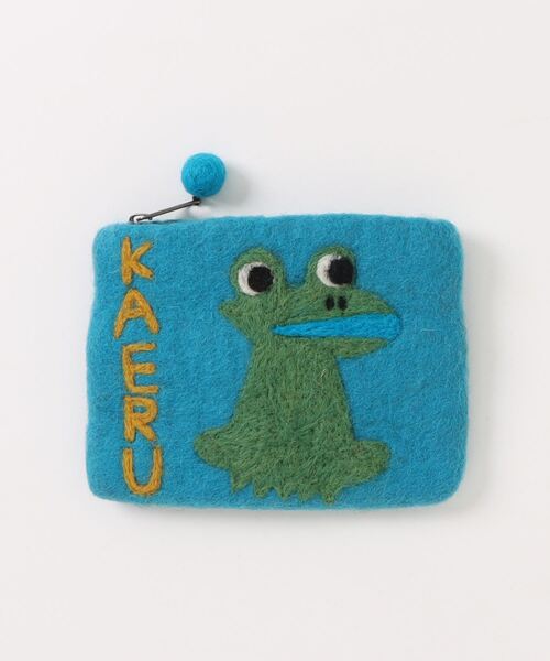 チャイハネ（チャイハネ）の「【チャイハネ】さすらいネコおかか 友達フェルトポーチ（ポーチ・レディース・ベージュ/イエロー/グリーン/アクア/レッド・FREE）」の3枚目の写真