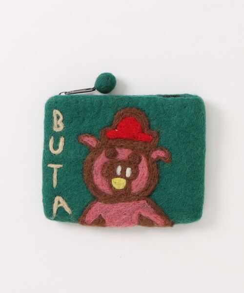 チャイハネ（チャイハネ）の「【チャイハネ】さすらいネコおかか 友達フェルトポーチ（ポーチ・レディース・ベージュ/イエロー/グリーン/アクア/レッド・FREE）」の2枚目の写真