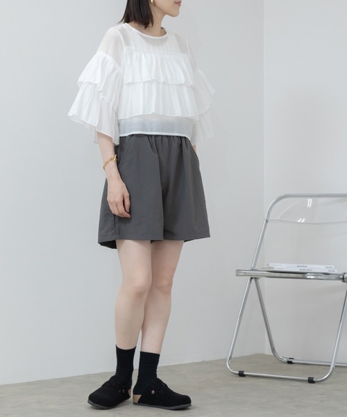 2025icb クロップドシャツ　ティアード Ray BEAMS（レイ ビームス）シアー ティアード クロップド