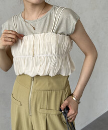 Thevon（ゼボン）の「ギャザービスチェ×ラメシアープルオーバー（Tシャツ/カットソー）」