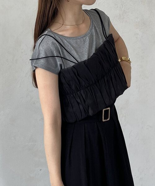 Thevon（ゼボン）の「ギャザービスチェ×ラメシアープルオーバー（Tシャツ/カットソー・レディース・チャコールグレー/ライトグレー/ベージュ・FREE）」の20枚目の写真