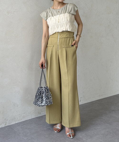 Thevon（ゼボン）の「ギャザービスチェ×ラメシアープルオーバー（Tシャツ/カットソー・レディース・チャコールグレー/ライトグレー/ベージュ・FREE）」の10枚目の写真