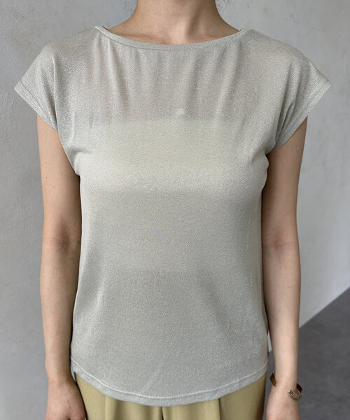 Thevon（ゼボン）の「ギャザービスチェ×ラメシアープルオーバー（Tシャツ/カットソー・レディース・チャコールグレー/ライトグレー/ベージュ・FREE）」の4枚目の写真