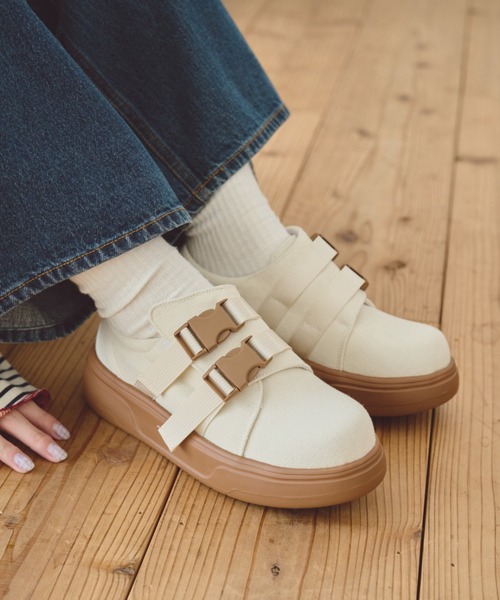 ダブルバックルキャンバススニーカー（スニーカー）｜unclip（アンクリップ）