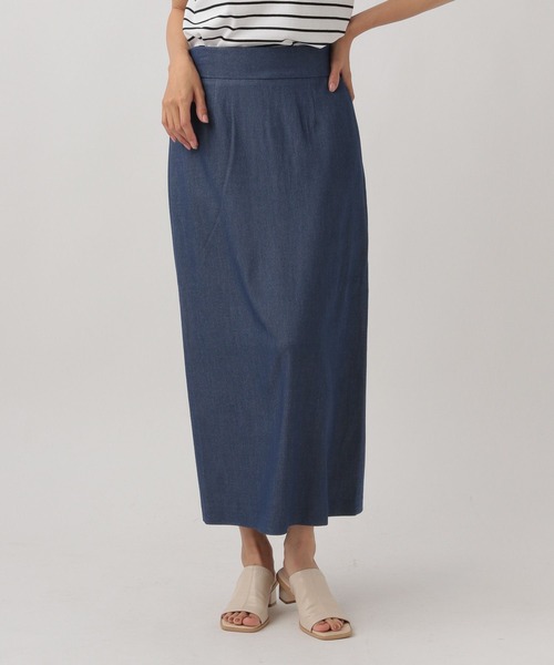 Elura（エルーラ）の「サラサラサマーデニムナロースカート/128691（デニムスカート・レディース・ライトブルー/ネイビー・LARGE/MEDIUM）」の2枚目の写真