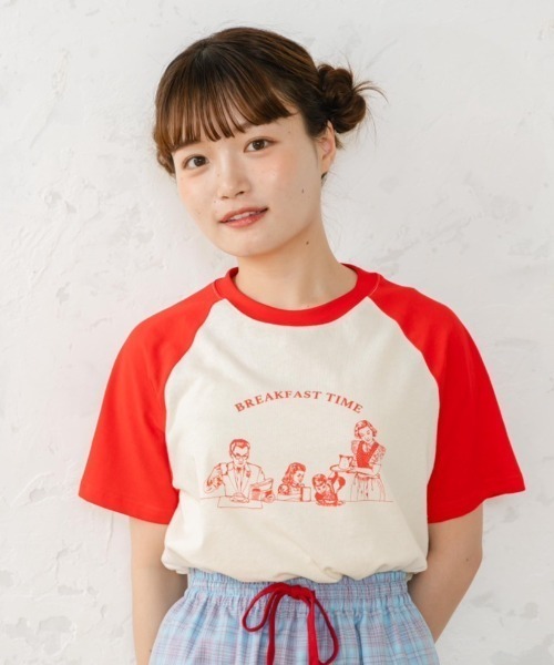 eLur(エラー)の「ファミリーラグランT(Tシャツ/カットソー・レディース・レッド/ピンク/ブラウン・FREE/LARGE)」の8枚目の写真