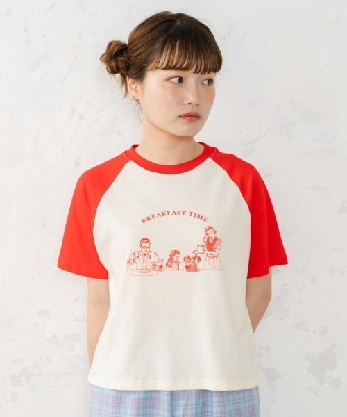 eLur(エラー)の「ファミリーラグランT(Tシャツ/カットソー・レディース・レッド/ピンク/ブラウン・FREE/LARGE)」の5枚目の写真