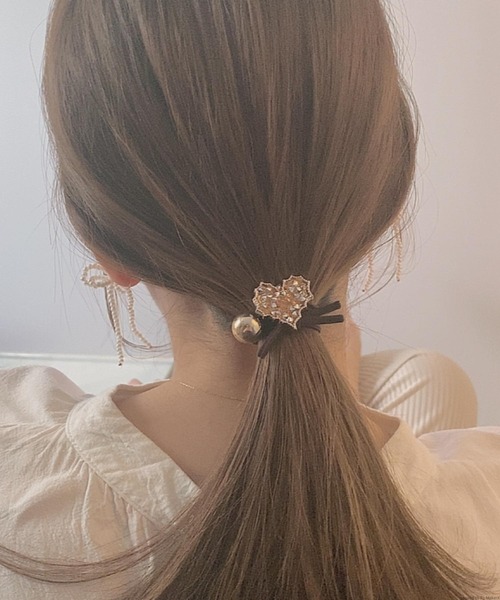TONE SELECT GOODS(トーンセレクトグッズ)の「pur chouchou/グリッター メタル ハートヘアゴム P4238(ヘアゴム・レディース・ブラック/ベージュ・FREE)」の5枚目の写真