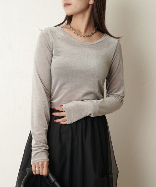 【セール】2WAY シアーベロアトップス（Tシャツ/カットソー）｜Lui's（ルイス）