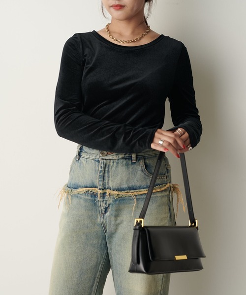 Lui's(ルイス)の「2WAY シアーベロアトップス(Tシャツ/カットソー・レディース・ホワイト/ブラック/グレー/ブラウン・FREE)」の5枚目の写真