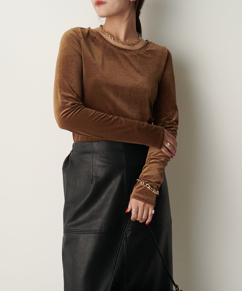 Lui's(ルイス)の「2WAY シアーベロアトップス(Tシャツ/カットソー・レディース・ホワイト/ブラック/グレー/ブラウン・FREE)」の13枚目の写真