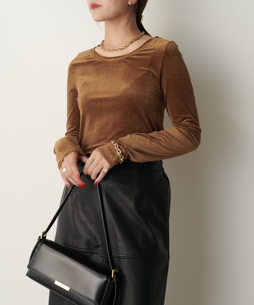 Lui's(ルイス)の「2WAY シアーベロアトップス(Tシャツ/カットソー・レディース・ホワイト/ブラック/グレー/ブラウン・FREE)」の14枚目の写真