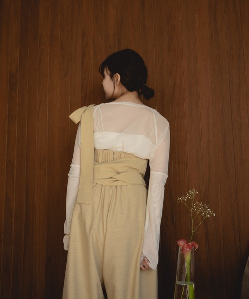 mideal（マイディール）の「ribbon detail combinaison / リボンディテールコンビネゾン（サロペット/オーバーオール・レディース・ベージュ/チャコールグレー・FREE）」の16枚目の写真