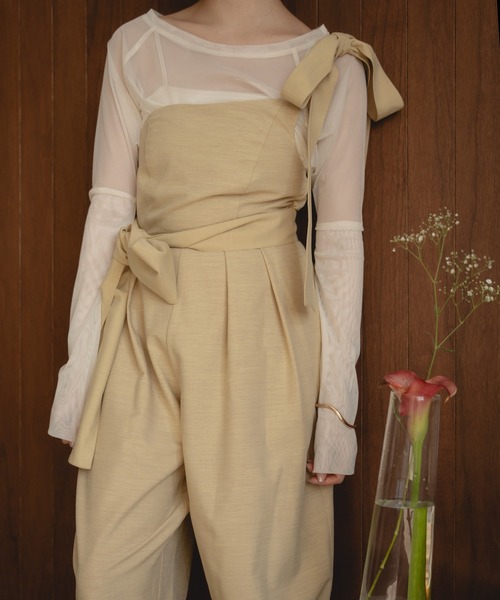 mideal（マイディール）の「ribbon detail combinaison / リボンディテールコンビネゾン（サロペット/オーバーオール・レディース・ベージュ/チャコールグレー・FREE）」の17枚目の写真