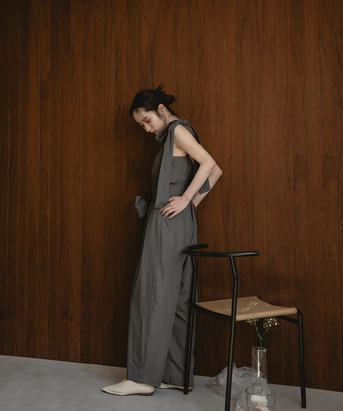 mideal（マイディール）の「ribbon detail combinaison / リボンディテールコンビネゾン（サロペット/オーバーオール・レディース・ベージュ/チャコールグレー・FREE）」の20枚目の写真