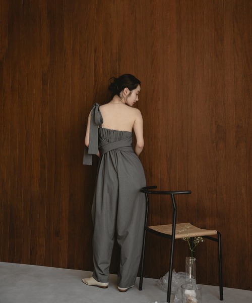 mideal（マイディール）の「ribbon detail combinaison / リボンディテールコンビネゾン（サロペット/オーバーオール・レディース・ベージュ/チャコールグレー・FREE）」の21枚目の写真