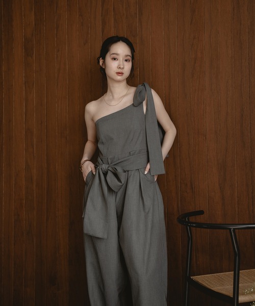 mideal（マイディール）の「ribbon detail combinaison / リボンディテールコンビネゾン（サロペット/オーバーオール・レディース・ベージュ/チャコールグレー・FREE）」の22枚目の写真