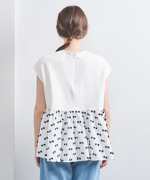 【美品】UNITED ARROWS リボン カットジャカード コンビ ブラウス リボン カットジャカード コンビ ブラウス｜ユナイテッド