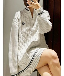 EVRIS | ケーブルSUNNYハーフジップニットトップス(ニット/セーター)