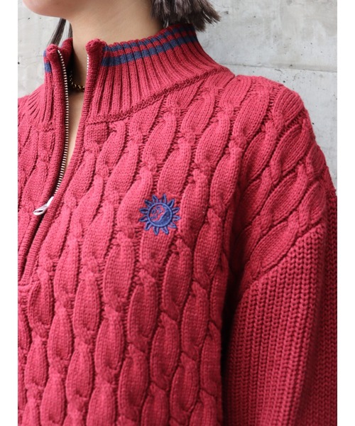 EVRIS（エヴリス）の「【ロング丈】ケーブルSUNNYハーフジップニット（ニット/セーター・レディース・グレー/ブラック/ホワイト/レッド・FREE）」の17枚目の写真