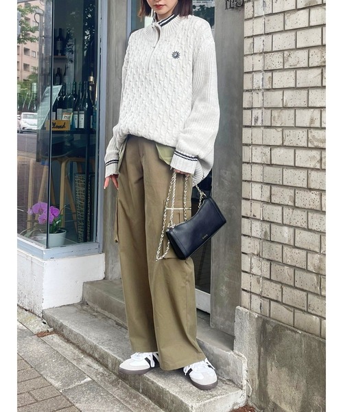 EVRIS（エヴリス）の「【ロング丈】ケーブルSUNNYハーフジップニット（ニット/セーター・レディース・グレー/ブラック/ホワイト/レッド・FREE）」の19枚目の写真