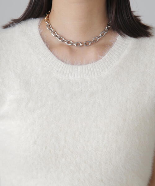 FREE'S MART（フリーズマート）の「◇[6色展開]シャギー半袖ニット（ニット/セーター・レディース・ホワイト/ベージュ/イエロー/グリーン/レッド/ネイビー・FREE）」の16枚目の写真