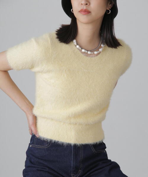 セール】◇[6色展開]シャギー半袖ニット（ニット/セーター