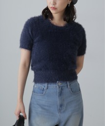 ◇[6色展開]シャギー半袖ニット