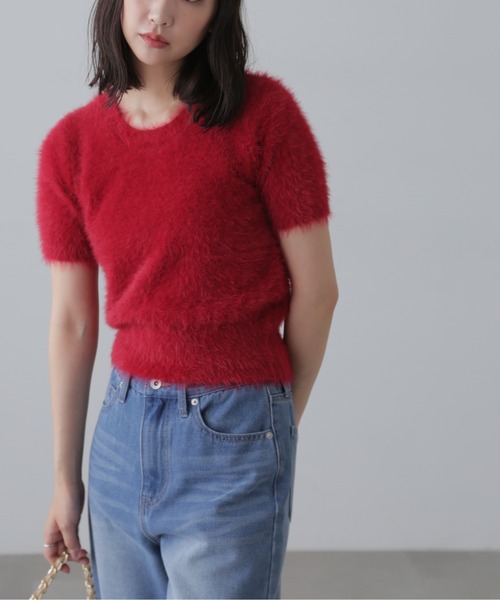 シャギー半袖ニット 6色展開]シャギー半袖ニット | ファッション通販サイト NUGU