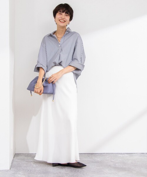 NOLLEY’S Sophi（ノーリーズソフィ）の「パール釦スキッパーシャツ（シャツ/ブラウス・レディース・ホワイト/ブラウン系その他3/ブラック系その他3/サックスブルー・38）」の16枚目の写真