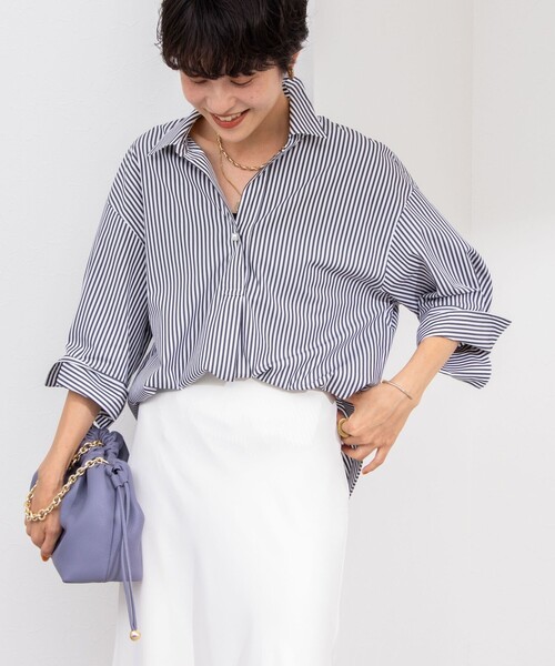 NOLLEY’S Sophi（ノーリーズソフィ）の「パール釦スキッパーシャツ（シャツ/ブラウス・レディース・ホワイト/ブラウン系その他3/ブラック系その他3/サックスブルー・38）」の19枚目の写真