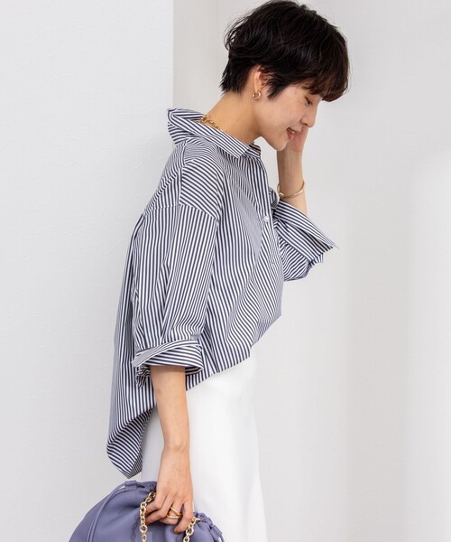 NOLLEY’S Sophi（ノーリーズソフィ）の「パール釦スキッパーシャツ（シャツ/ブラウス・レディース・ホワイト/ブラウン系その他3/ブラック系その他3/サックスブルー・38）」の20枚目の写真