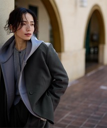 日本製【Le minor】ウールモッサノーカラージャケット　グレー　SIZE38 ノーカラージャケット（グレー/灰色系・ウール・ニット