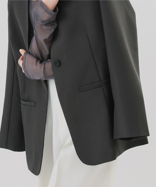 セール】オーバーサイズノーカラージャケット（ノーカラージャケット