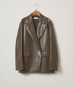 ピークドラペルフェイクレザージャケット