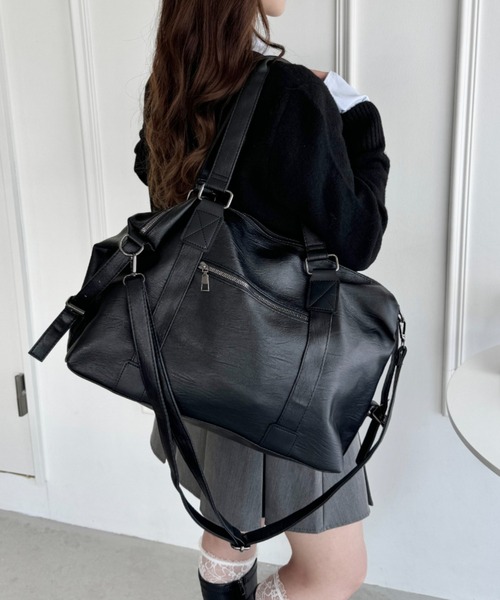 セール】サイドベルトPUボストンバッグ（ショルダーバッグ）｜Loueme