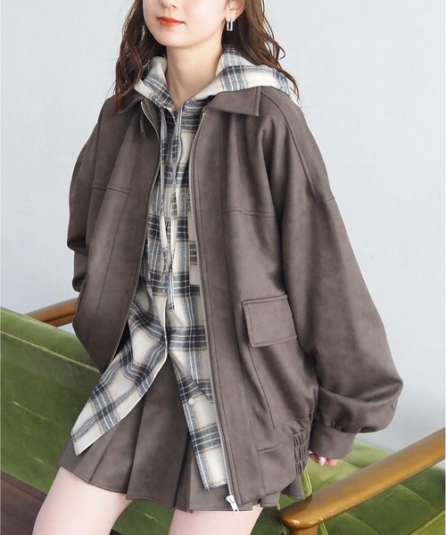 セール】【ヴィンテージ加工】ビッグショート合皮ブルゾン