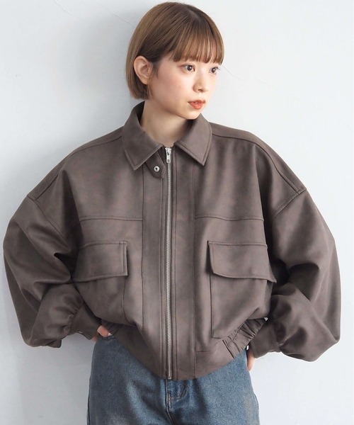 tiptop(ティップトップ)の「【ヴィンテージ加工】ビッグショート合皮ブルゾン(ブルゾン・レディース・ブラウン/ブラック/ブラウン系その他/ブラック系その他/ブラウン系その他2/アイボリー/ブラック系その他2/ブラック系その他3/ブラウン系その他5/ブラウン系その他4/ブラウン系その他3/ベージュ系その他2/ベージュ系その他・FREE/SHORT)」の11枚目の写真