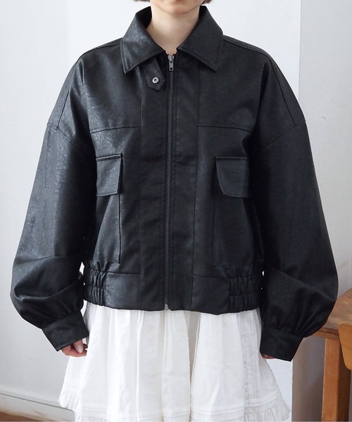 【80s vintage】ジップアップブルゾン　ウール　千鳥格子　短丈　古着 セール】シャギーダブルZIPショートブルゾン（ブルゾン）｜ap