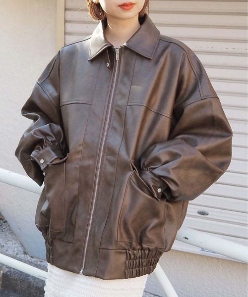 ぶ*う様 90's OLD 襟レザー スウィングトップ ショートブルゾン 90s～ CHAPS Ralph Lauren チャプスラルフローレン スウィング
