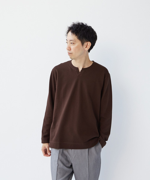 シルケットリンクスキーネックロングスリーブTシャツ セール】シルケットリンクスキーネックロングスリーブTシャツ（T