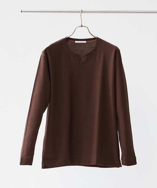 MEN'S MELROSE（メンズメルローズ）の「シルケットリンクスキーネックロングスリーブTシャツ（Tシャツ/カットソー・メンズ・スミクロ/ブラウン/ライトグレー・2/3/4）」の19枚目の写真