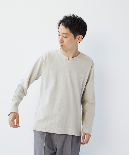 シルケットリンクスキーネックロングスリーブTシャツ セール】シルケットリンクスキーネックロングスリーブTシャツ（T