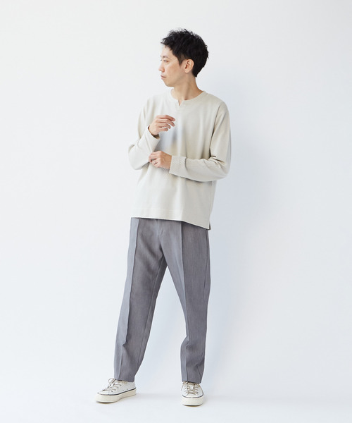 MEN'S MELROSE（メンズメルローズ）の「シルケットリンクスキーネックロングスリーブTシャツ（Tシャツ/カットソー・メンズ・スミクロ/ブラウン/ライトグレー・2/3/4）」の13枚目の写真