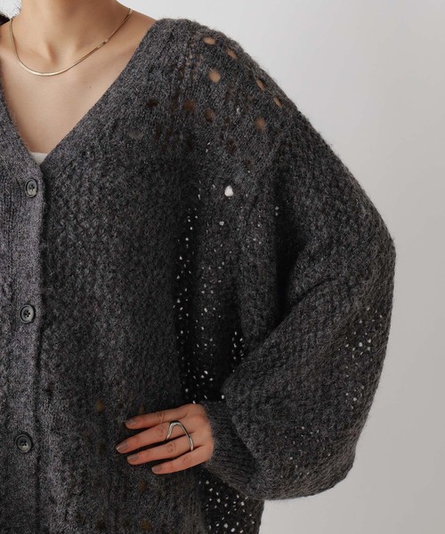 RAGEBLUE(レイジブルー)の「透かし編みダメージラメニットカーディガン(カーディガン/ボレロ・レディース・ブラウン/グレー/ブルー・FREE)」の22枚目の写真